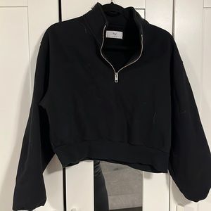 Aritzia half zip cropped sweater
